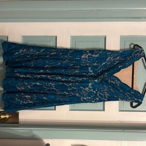 Amazon Blue Sleeveless V-neck Sundress